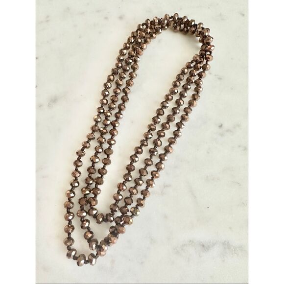 Chocolate brown color sparkly layering beaded long necklace - Picture 2 of 3